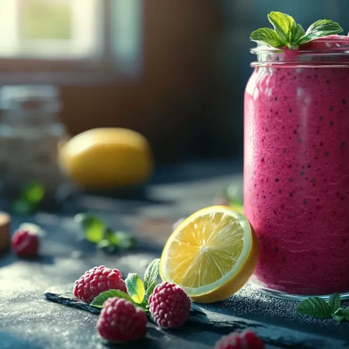 recette Smoothie framboise-citron vert pétillant