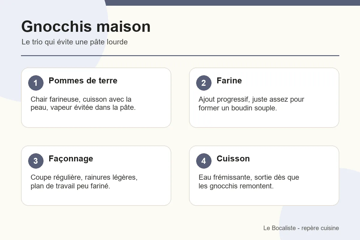 Infographie pour réussir des gnocchis maison moelleux