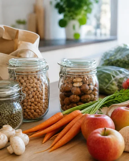 Bocaux en verre, sacs réutilisables et aliments en vrac pour limiter le plastique au supermarché