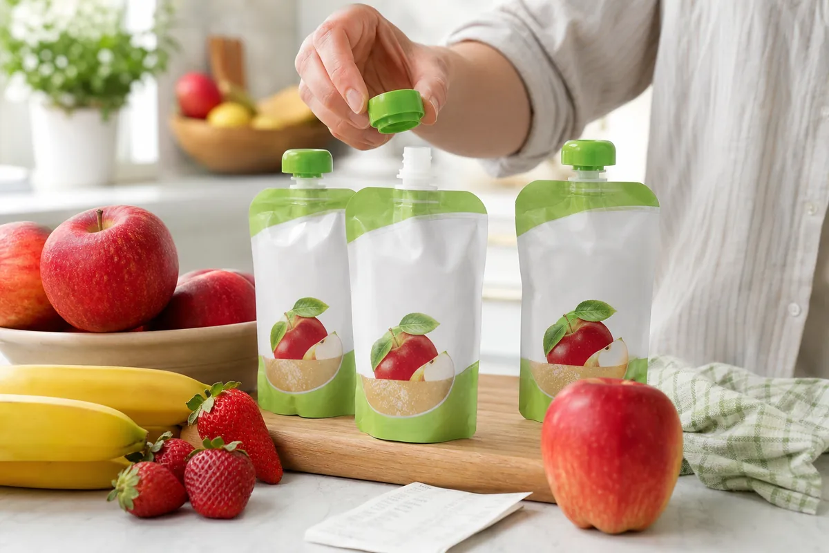 Gourdes de compote bio Les Vergers Gourmands rappelées chez Lidl avec bouchon à vérifier