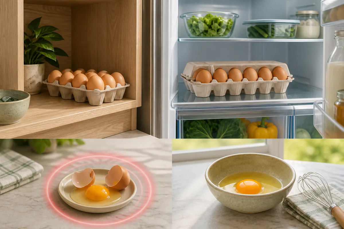 Mémo visuel sans texte pour ranger les œufs au frigo ou au placard pendant la chaleur